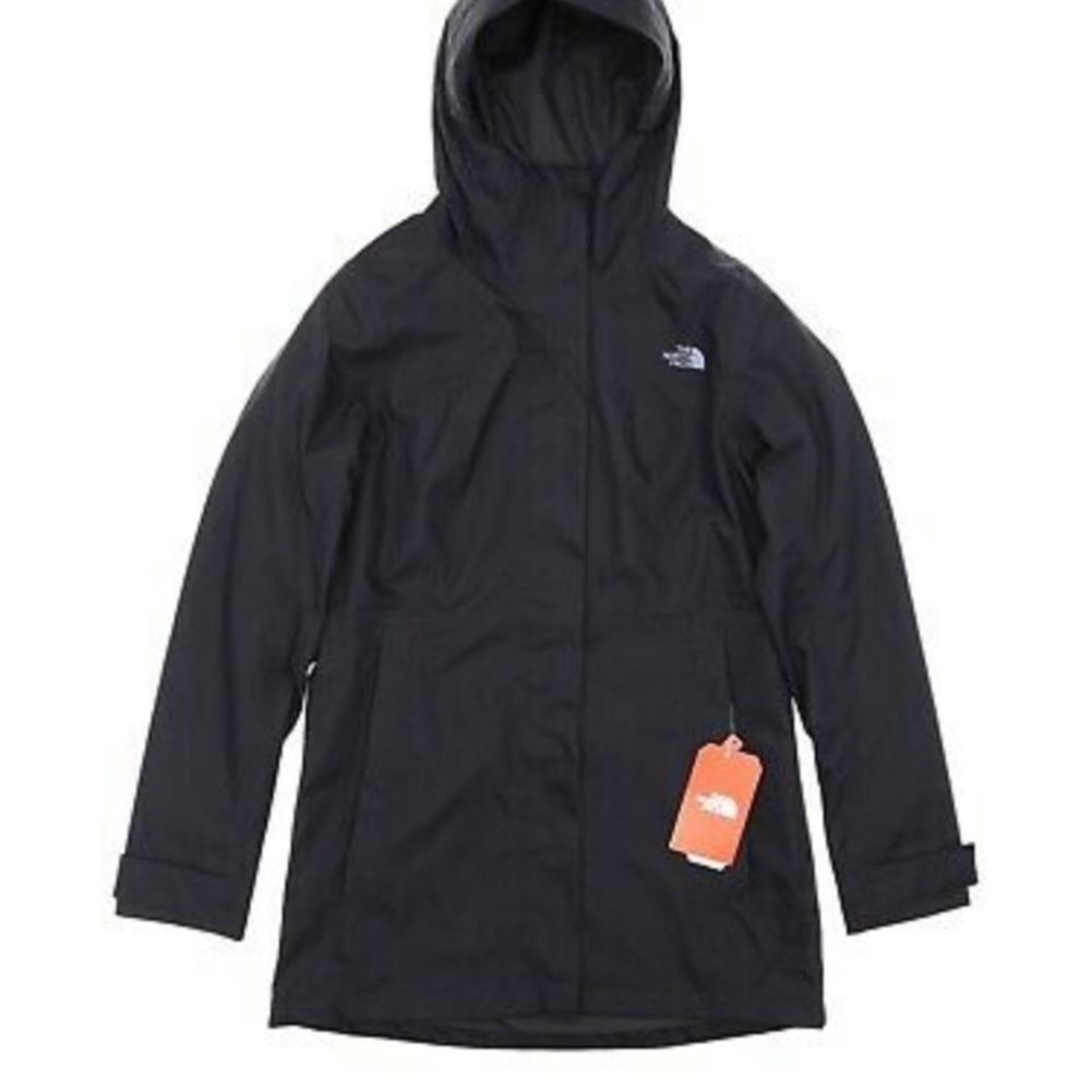 𝅺northface 🖤raincoat belted trench sz S black EUC